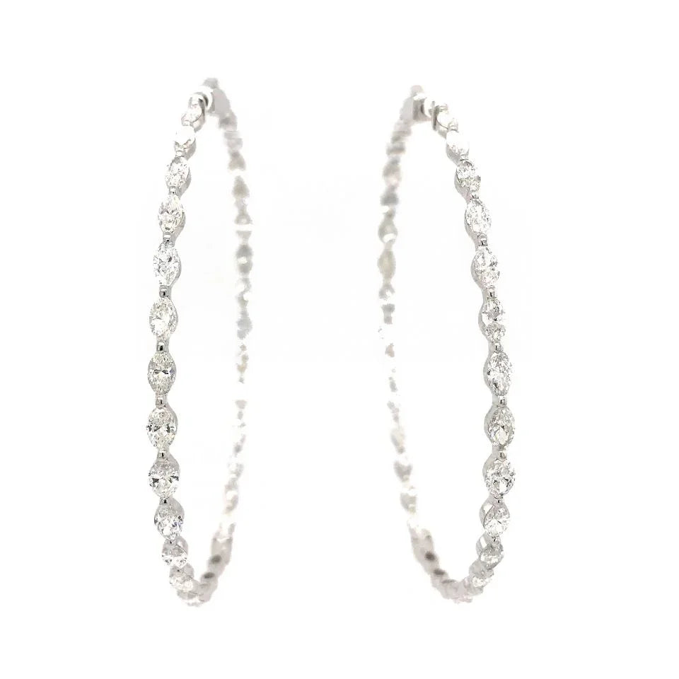 18K White Gold Diamond Hoop 10.00cttw Earrings - The Back Vault