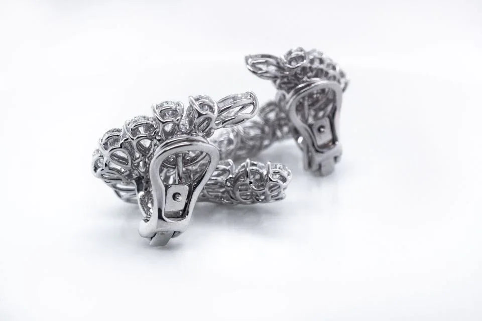 Platinum 13 carat Cluster Diamond Earrings - The Back Vault