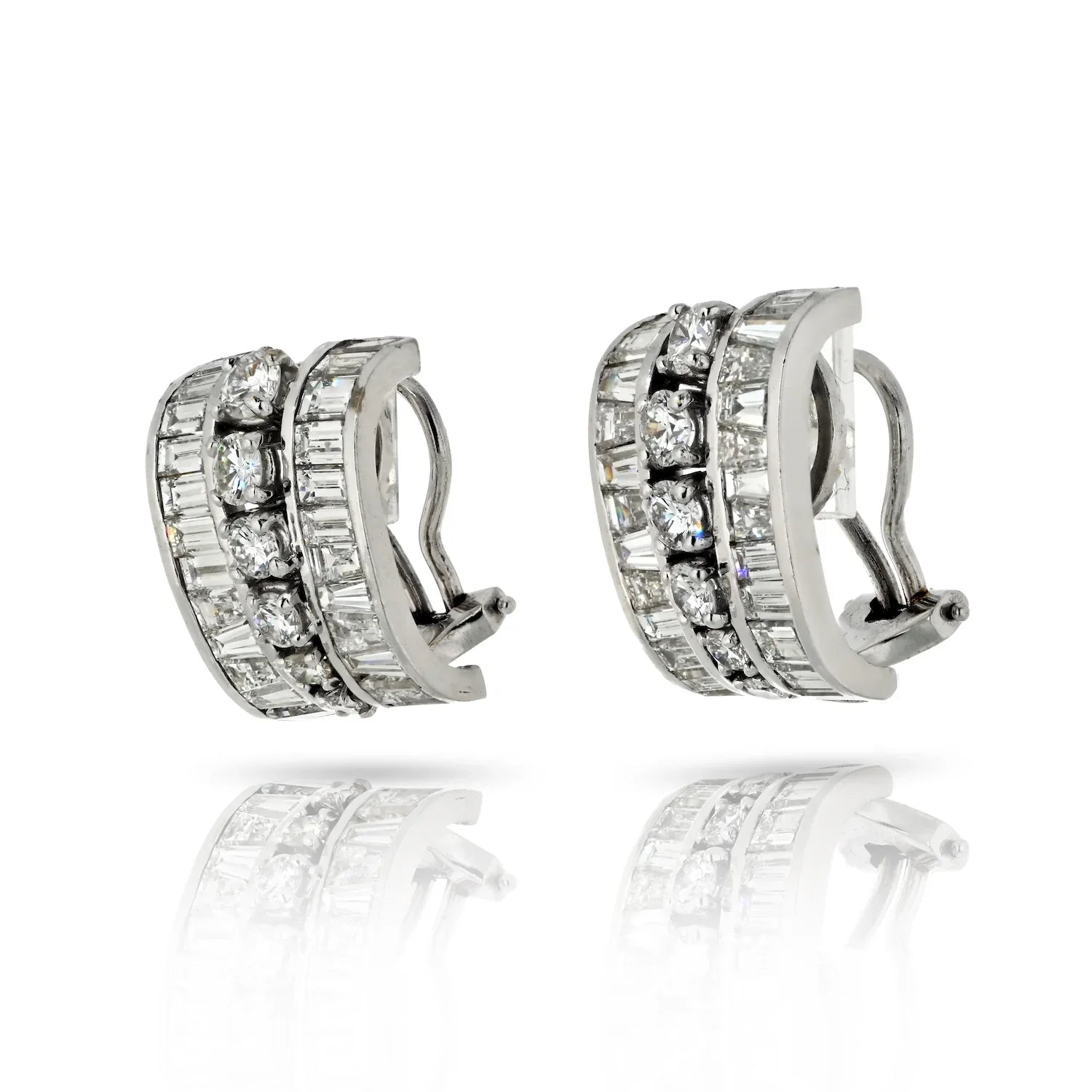 8.00cttw Platinum Vintage Diamond Huggie Earrings - The Back Vault