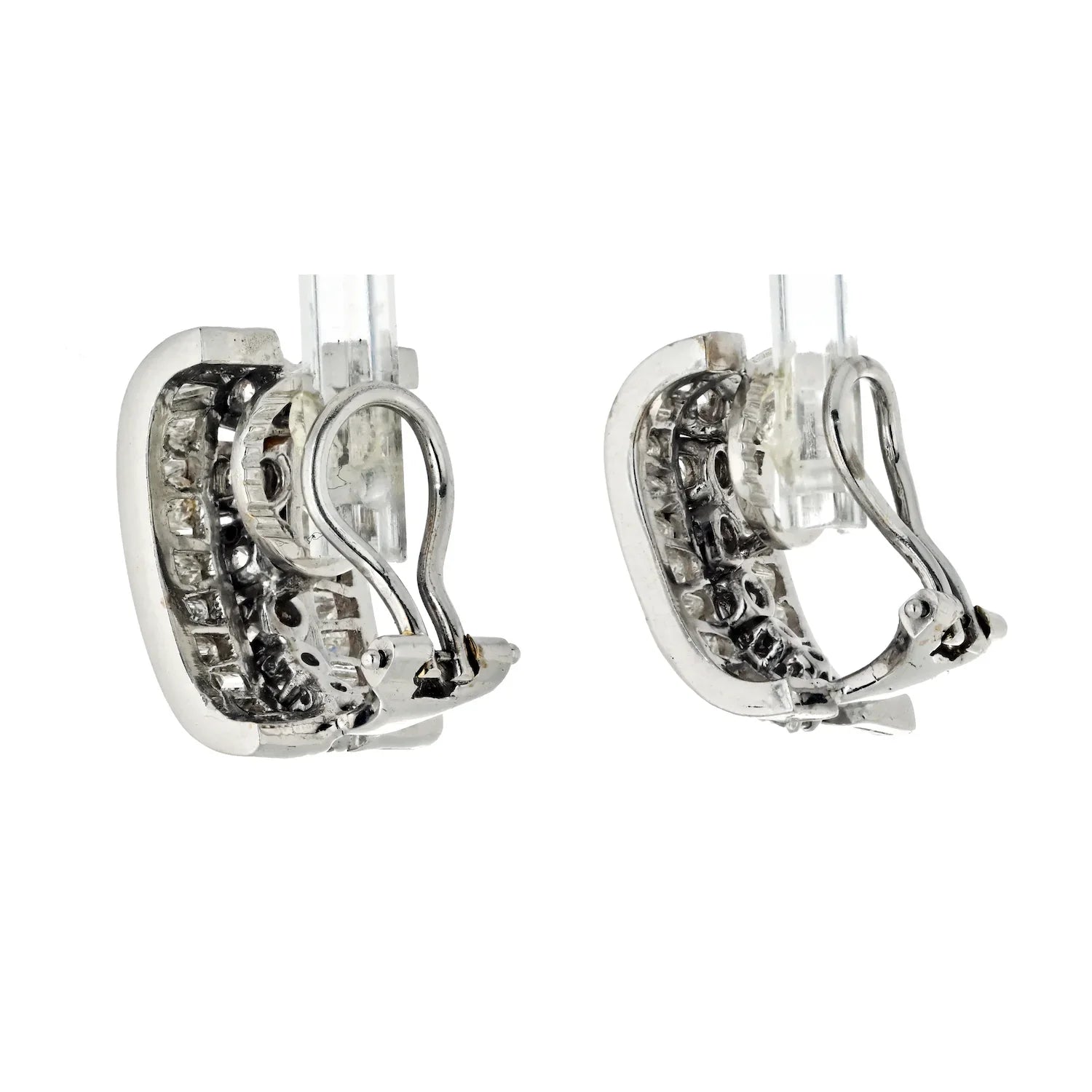 8.00cttw Platinum Vintage Diamond Huggie Earrings - The Back Vault