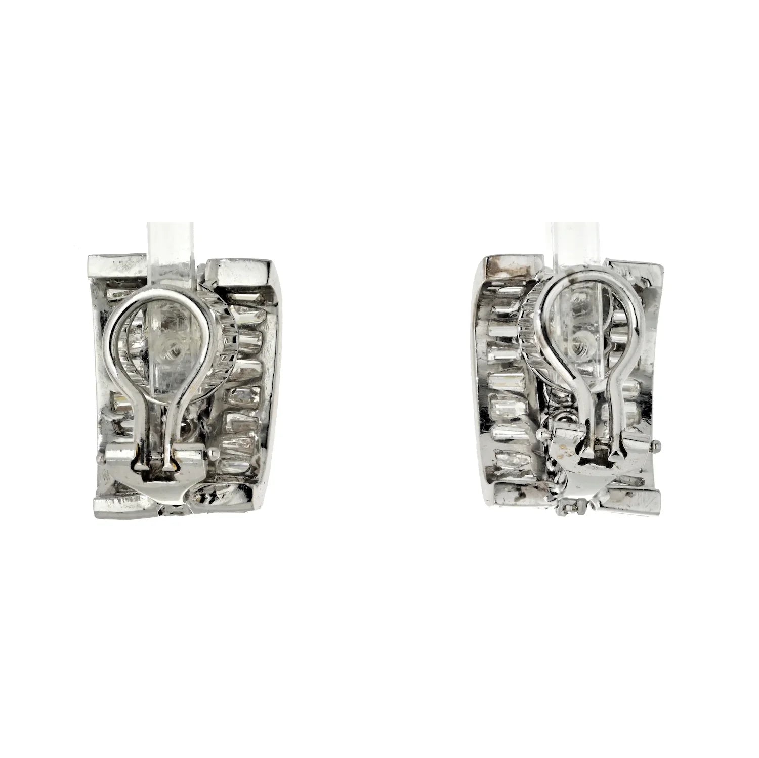 8.00cttw Platinum Vintage Diamond Huggie Earrings - The Back Vault