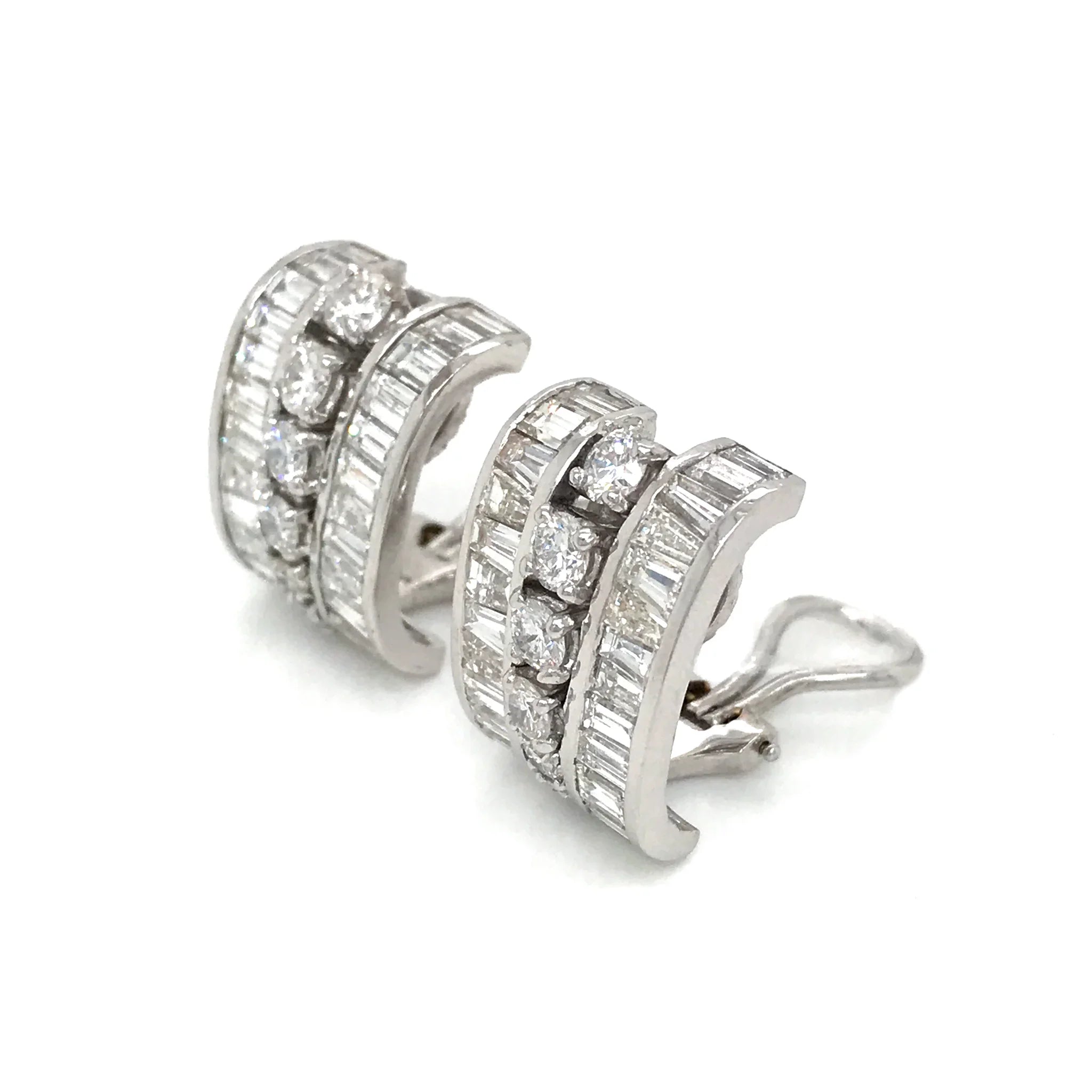 8.00cttw Platinum Vintage Diamond Huggie Earrings - The Back Vault