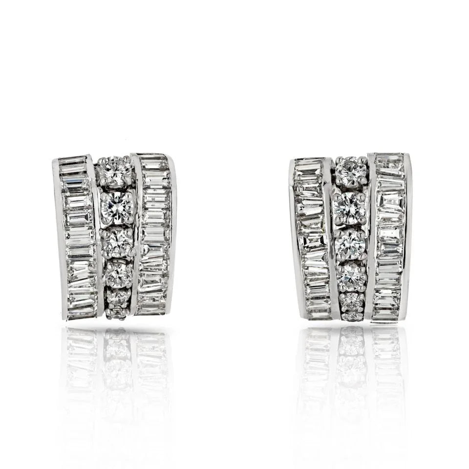 8.00cttw Platinum Vintage Diamond Huggie Earrings - The Back Vault