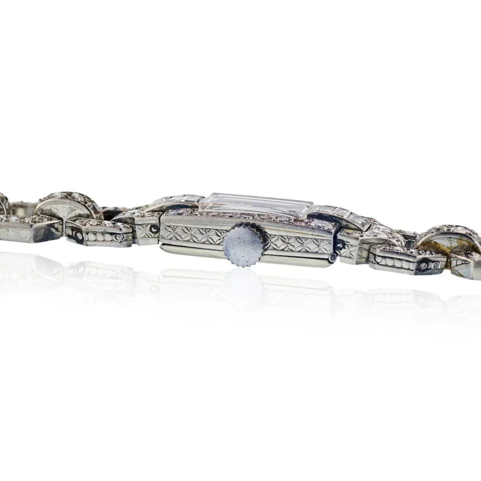 Art Deco Platinum Women Diamond Watch - The Back Vault