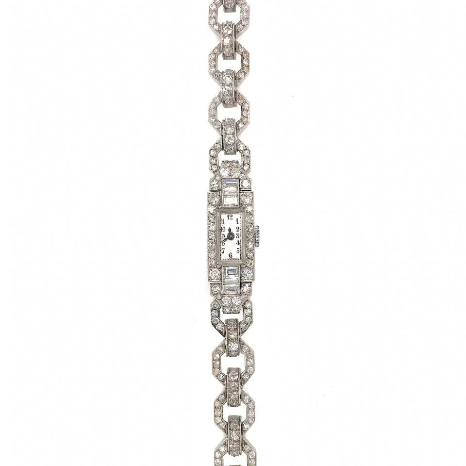 Art Deco Platinum Women Diamond Watch - The Back Vault