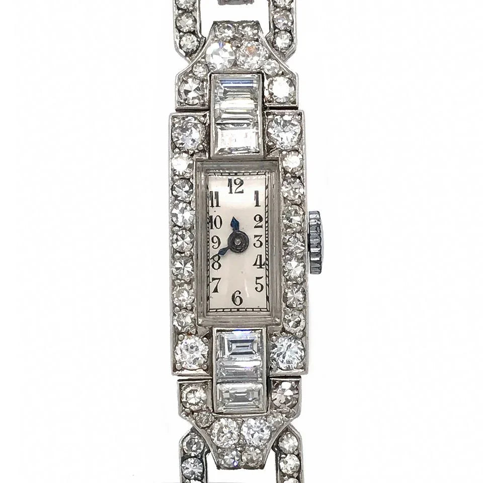 Art Deco Platinum Women Diamond Watch - The Back Vault