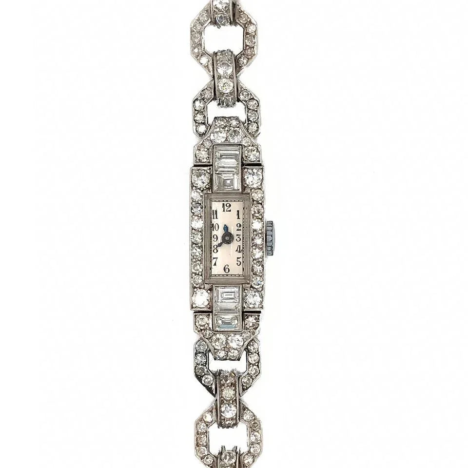 Art Deco Platinum Women Diamond Watch - The Back Vault