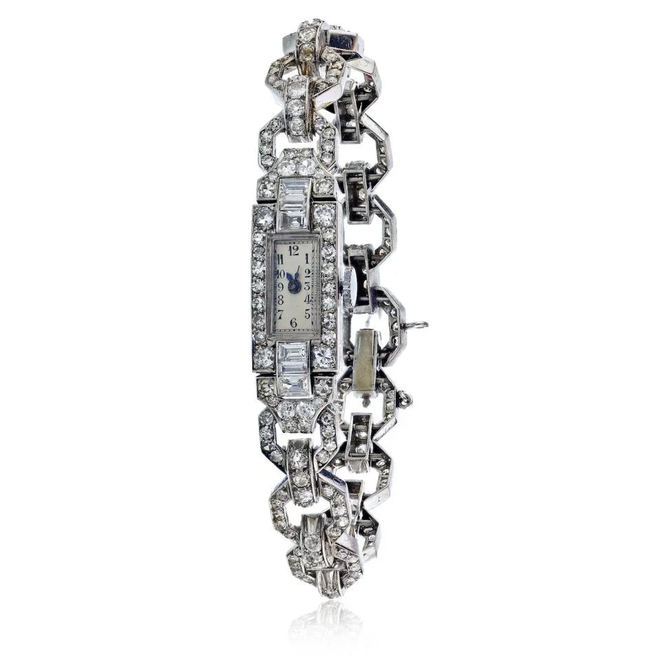 Art Deco Platinum Women Diamond Watch - The Back Vault