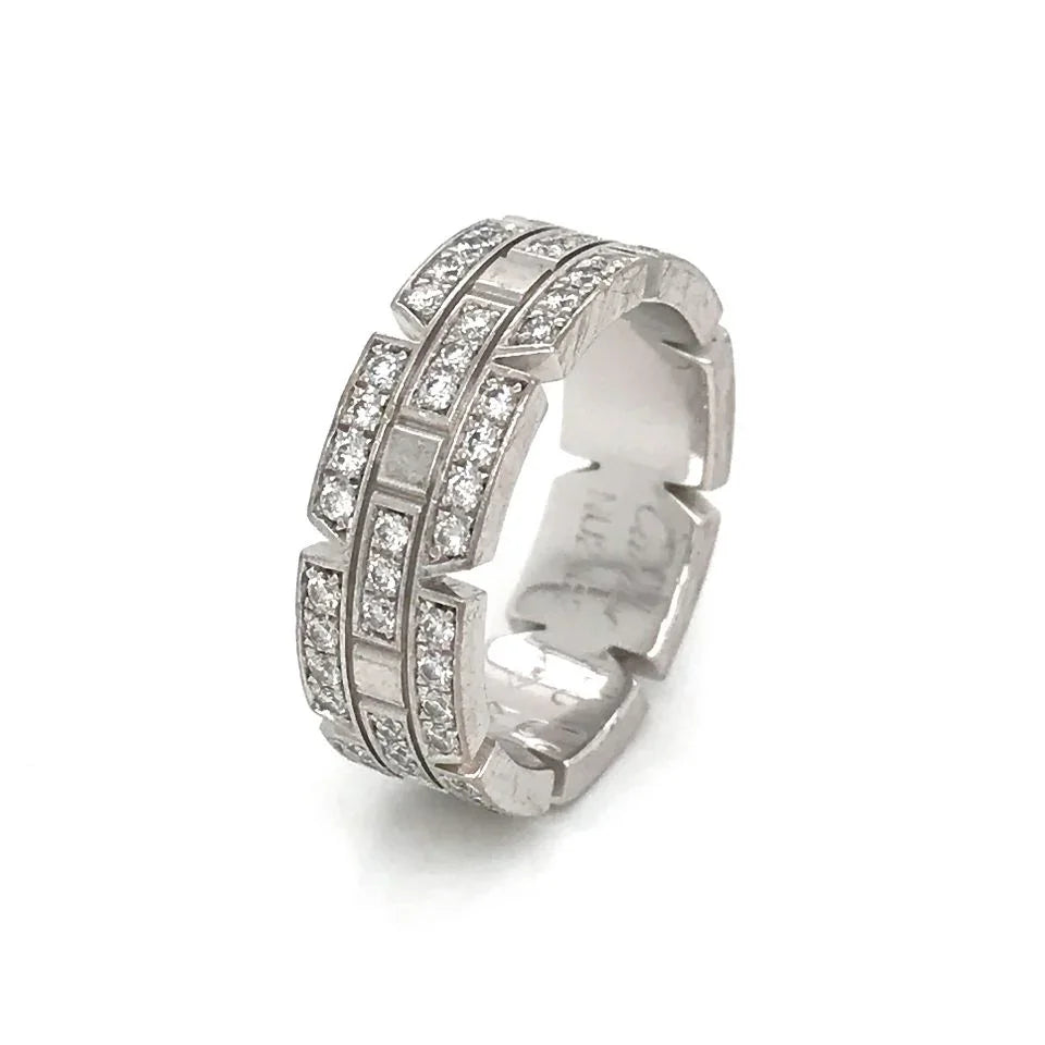 Cartier Tank Francaise 18K White Gold Diamond Wedding Band - The Back Vault