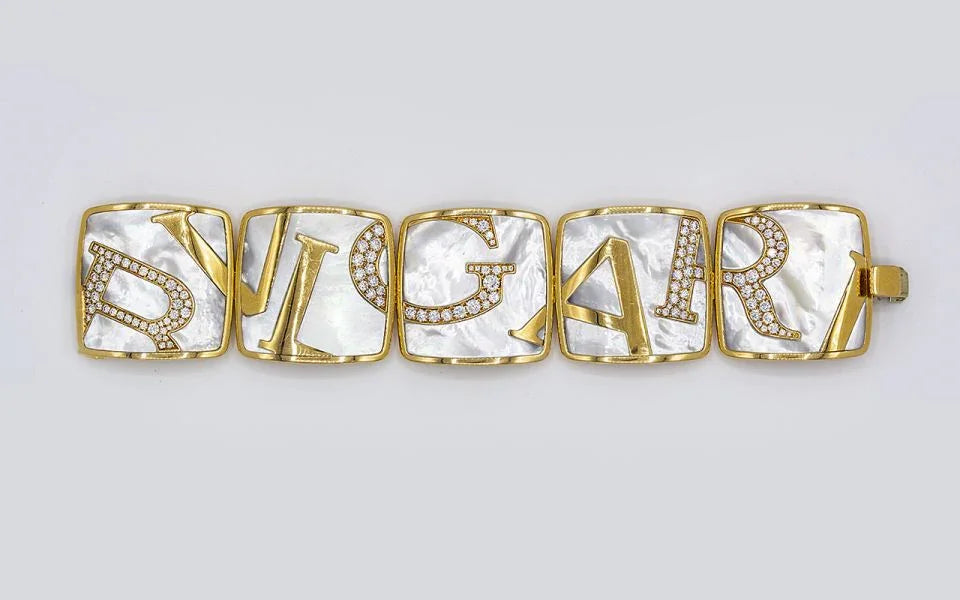 Bvlgari Graffiti 18K Rose Gold Mother of Pearl Diamond Bracelet - The Back Vault