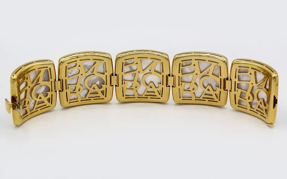 Bvlgari Graffiti 18K Rose Gold Mother of Pearl Diamond Bracelet - The Back Vault