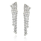 Hanging 18K White Gold 10 carat Princess Cut Diamond Drop Earrings - The Back Vault