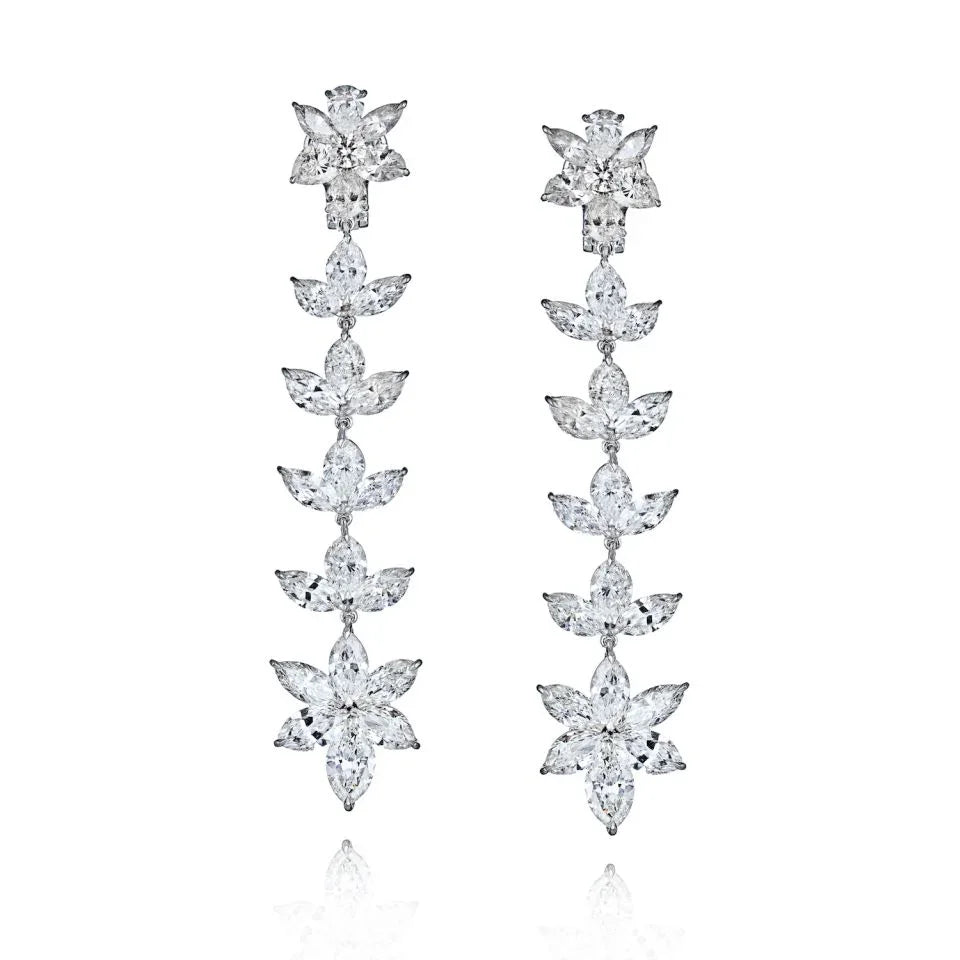 Hanging Platinum 22.12 Carat Diamond Earrings - The Back Vault