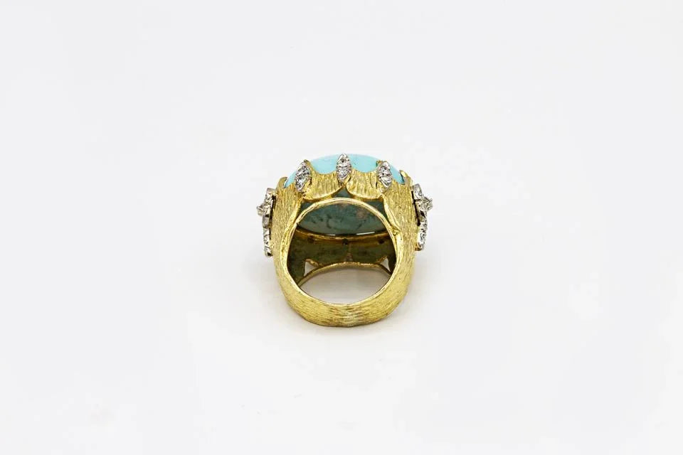 1970's 18K Yellow Gold Turquoise Ring - The Back Vault