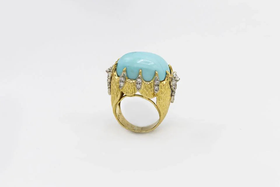 1970's 18K Yellow Gold Turquoise Ring - The Back Vault