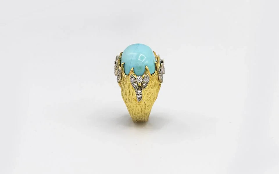 1970's 18K Yellow Gold Turquoise Ring - The Back Vault