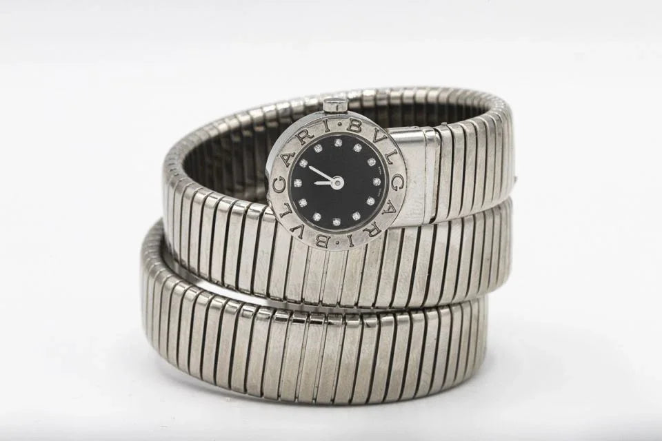 Bvlgari Tubogas BB191TS Stainless Steel Diamond Dial Women Watch - The Back Vault