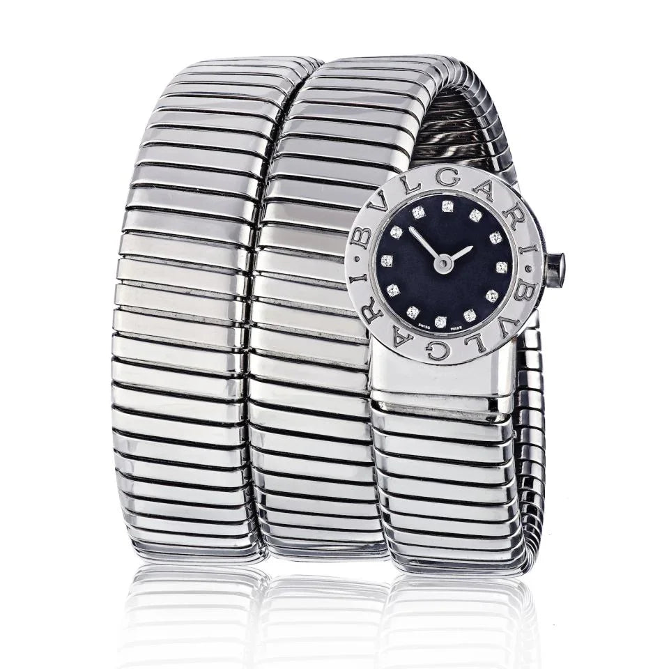 Bvlgari Tubogas BB191TS Stainless Steel Diamond Dial Women Watch - The Back Vault