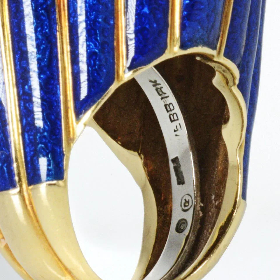 David Webb Circa 1960's Platinum & 18K Yellow Gold Emerald and Diamond Ring - The Back Vault
