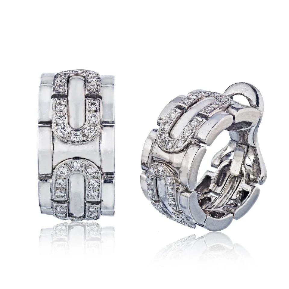 Cartier Panthere Maillon 18K White Gold Earring And A Ring Diamond Jewelry Set - The Back Vault