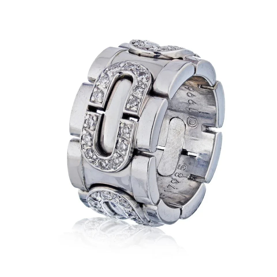 Cartier Panthere Maillon 18K White Gold Earring And A Ring Diamond Jewelry Set - The Back Vault