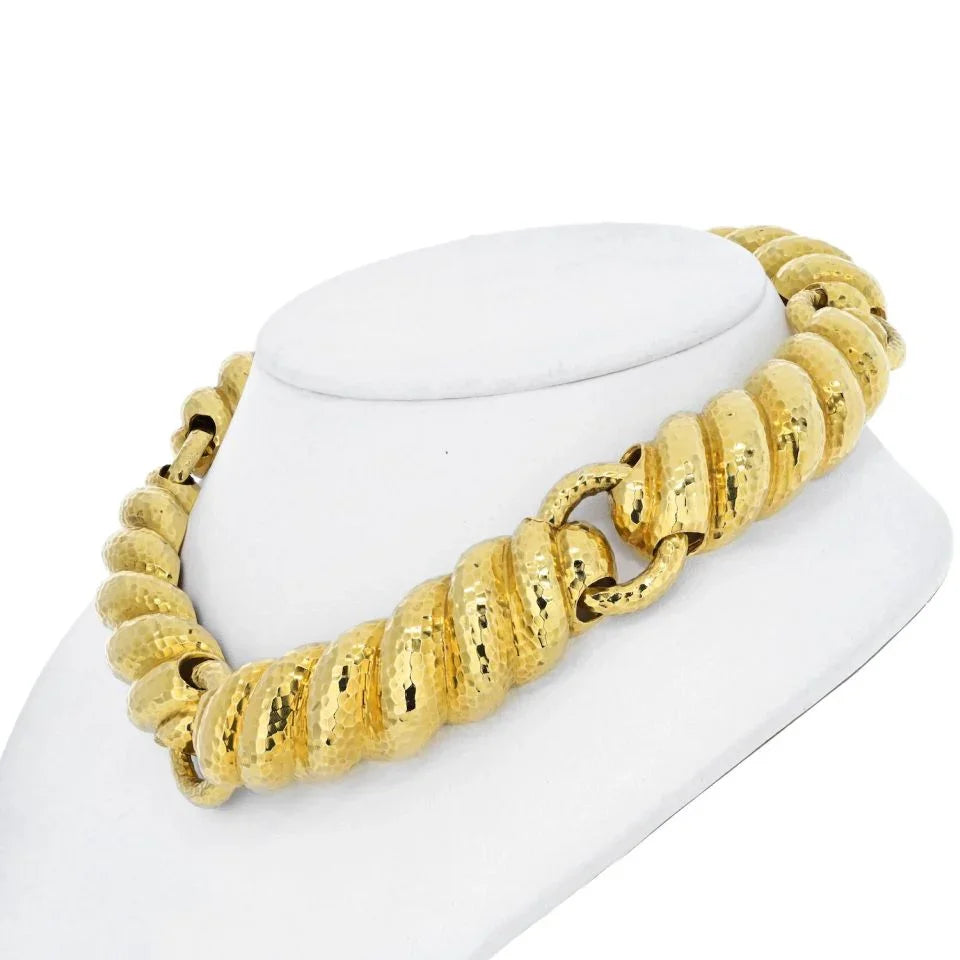David Webb Hammered 18K Yellow Gold Collar Necklace - The Back Vault