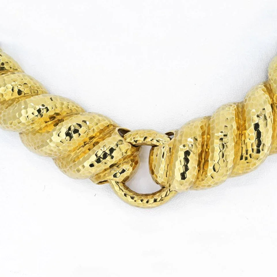 David Webb Hammered 18K Yellow Gold Collar Necklace - The Back Vault