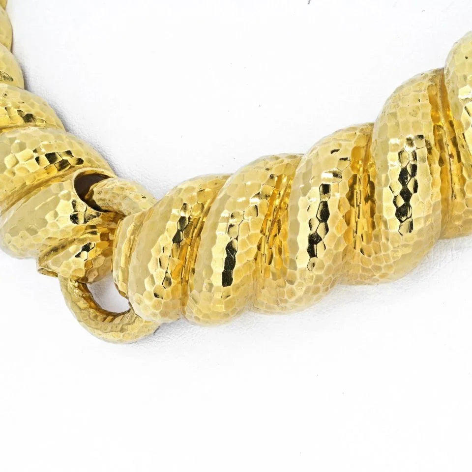 David Webb Hammered 18K Yellow Gold Collar Necklace - The Back Vault