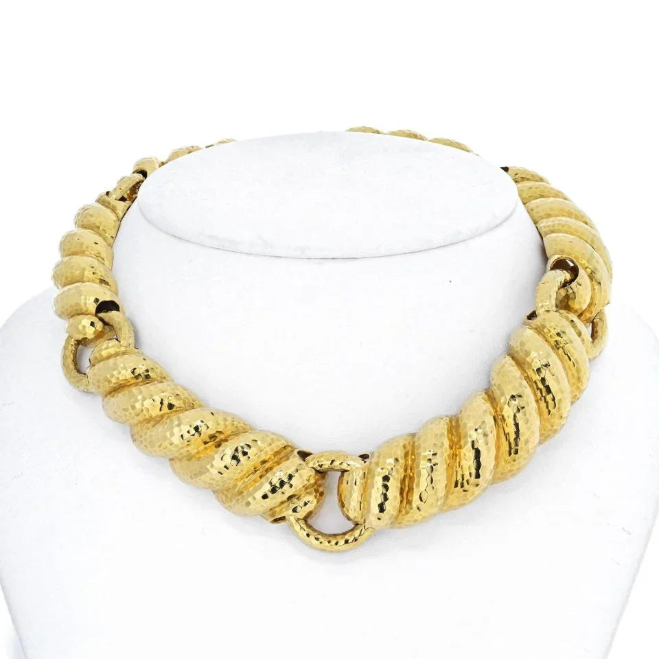 David Webb Hammered 18K Yellow Gold Collar Necklace - The Back Vault
