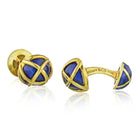 Tiffany & Co. Schlumberger Platinum & 18K Yellow Gold Blue Enamel Cuff Links - The Back Vault