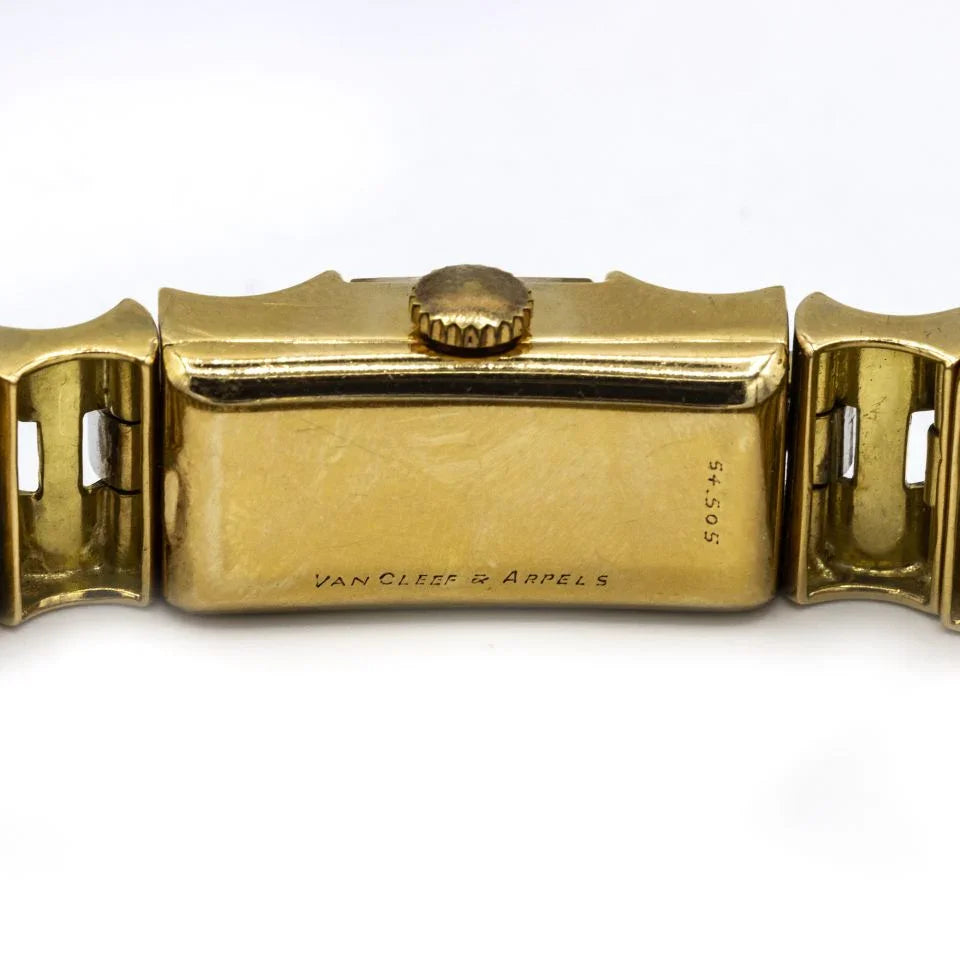 Van Cleef & Arpels 1940's 18K Yellow Gold Vintage Retro Diamond Wrist Women Watch - The Back Vault