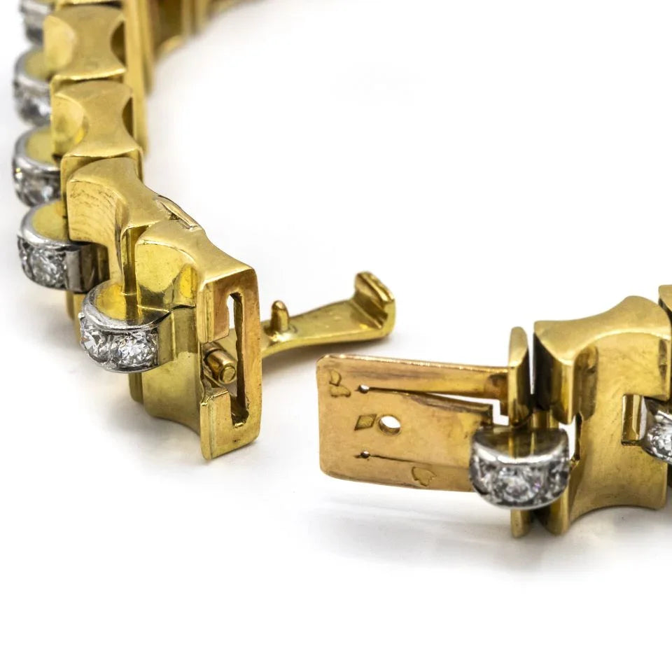 Van Cleef & Arpels 1940's 18K Yellow Gold Vintage Retro Diamond Wrist Women Watch - The Back Vault