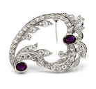 Edwardian Platinum with Two Rubies & Old Cut Diamonds Brooch - The Back Vault