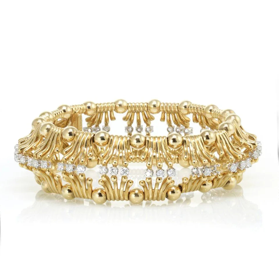 Tiffany & Co. Schlumberger Platinum & 18K Yellow Gold Openwork Diamond Bracelet - The Back Vault
