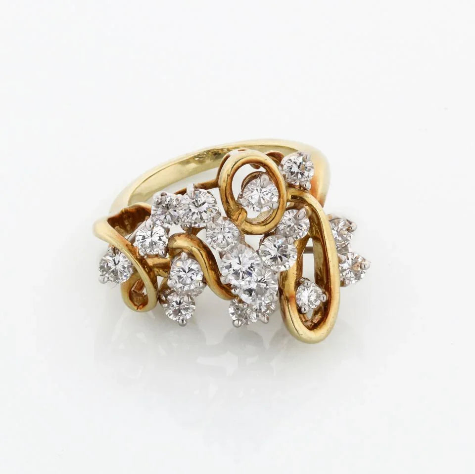 Kurt Wayne Platinum & 18K Yellow Gold 2.50cttw Round Diamond "Love" Cocktail Ring - The Back Vault