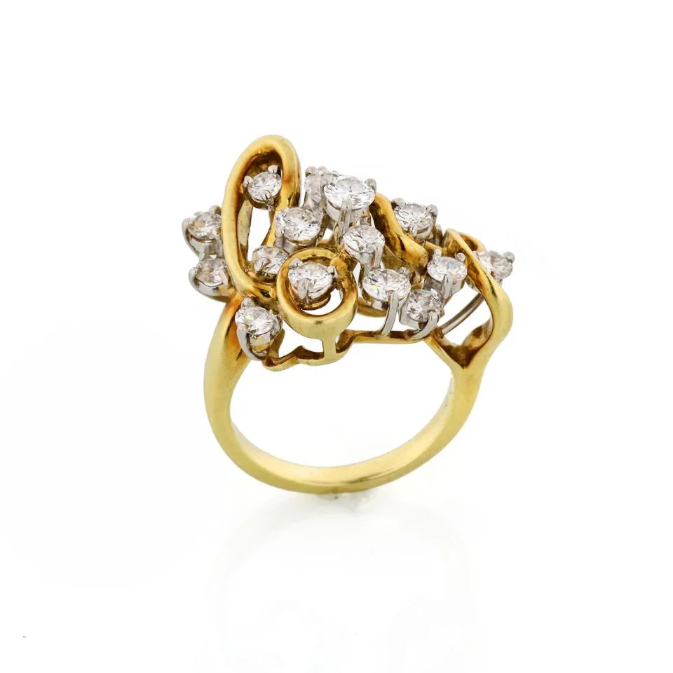 Kurt Wayne Platinum & 18K Yellow Gold 2.50cttw Round Diamond "Love" Cocktail Ring - The Back Vault