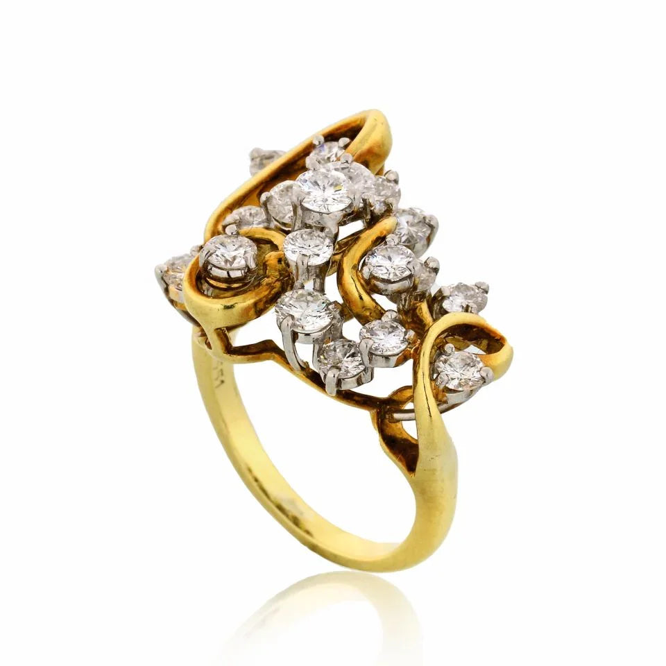 Kurt Wayne Platinum & 18K Yellow Gold 2.50cttw Round Diamond "Love" Cocktail Ring - The Back Vault