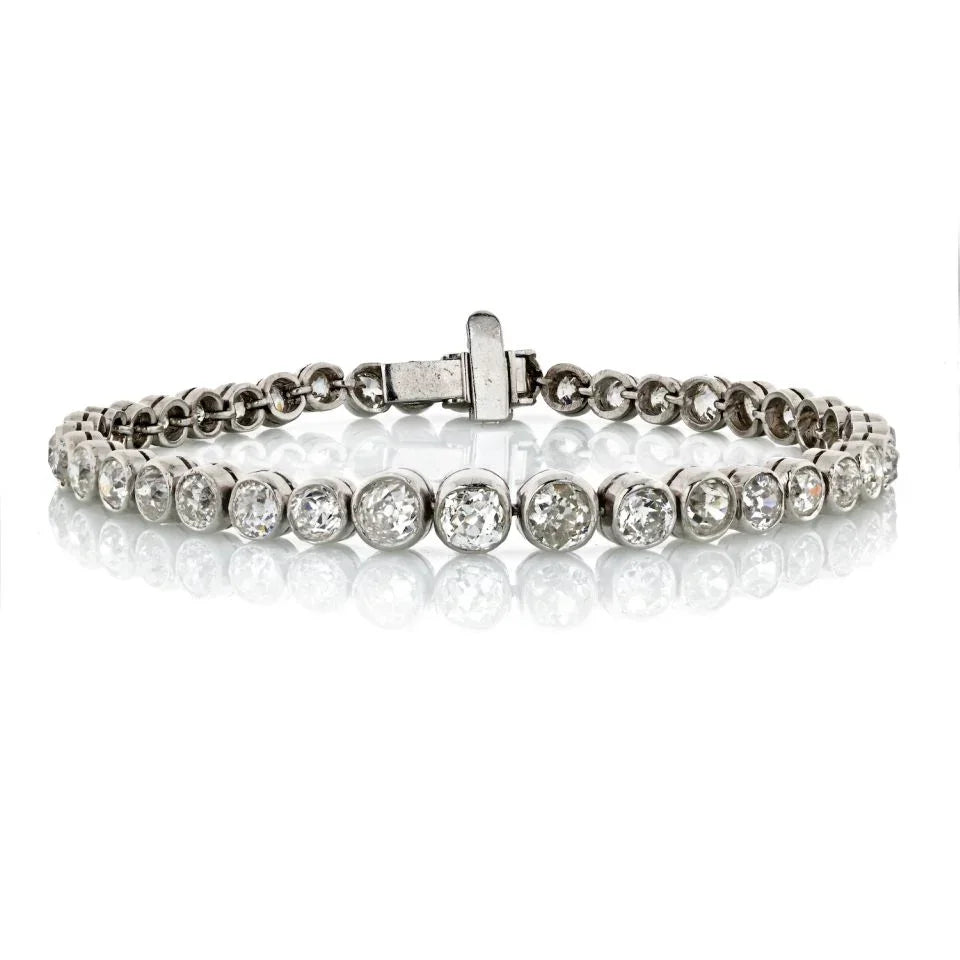 Tennis Platinum Antique Diamond 10.00cttw Tennis Bracelet - The Back Vault