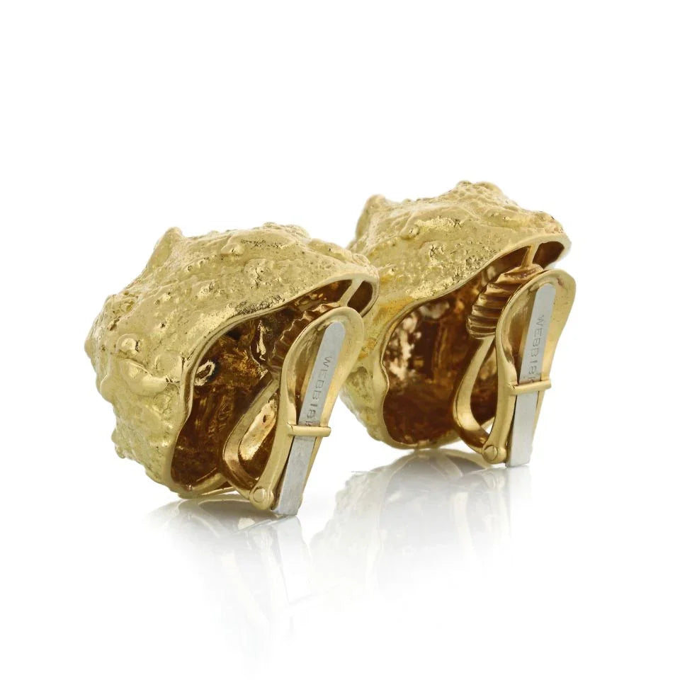 David Webb 18K Yellow Gold Textured Nugget Clip-On Earrings - The Back Vault