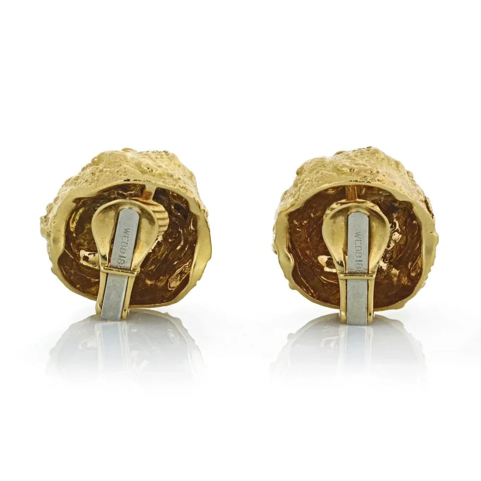 David Webb 18K Yellow Gold Textured Nugget Clip-On Earrings - The Back Vault