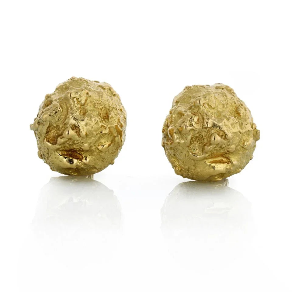 David Webb 18K Yellow Gold Textured Nugget Clip-On Earrings - The Back Vault