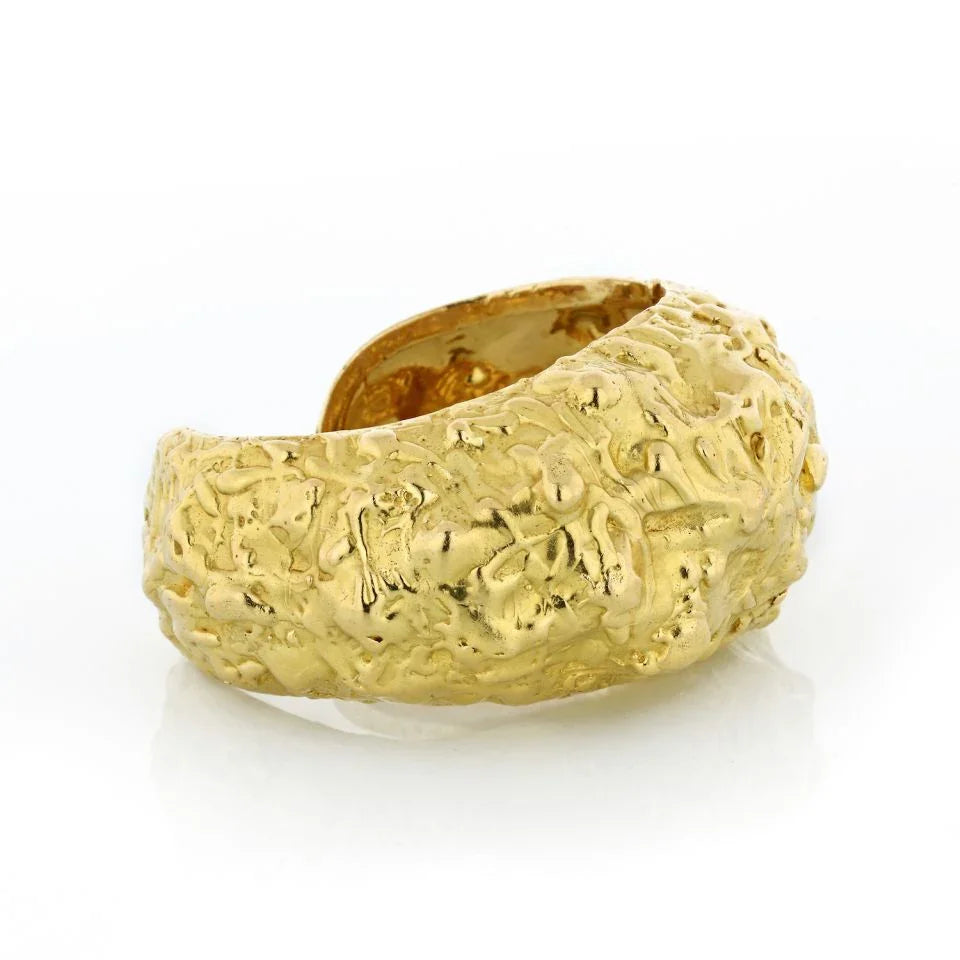 David Webb Nugget 18K Yellow Gold Textured Cuff Bracelet - The Back Vault
