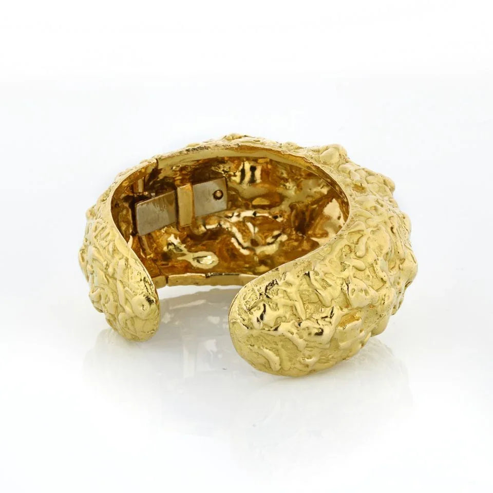 David Webb Nugget 18K Yellow Gold Textured Cuff Bracelet - The Back Vault