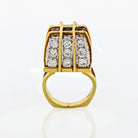 1970's 18K Yellow Gold Box Cage Diamond Criss Cross 7.50 carat Ring - The Back Vault