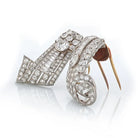 Art Deco Platinum Double Clip Diamond 10.50cttw Brooch - The Back Vault
