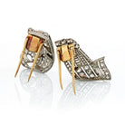 Art Deco Platinum Double Clip Diamond 10.50cttw Brooch - The Back Vault