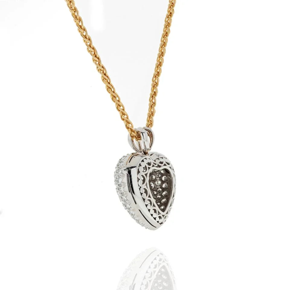 Kurt Wayne Platinum & 18K Yellow Gold 5.50 carat Pave Diamond Heart Pendant - The Back Vault