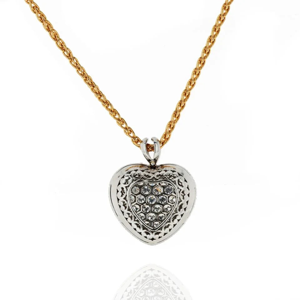 Kurt Wayne Platinum & 18K Yellow Gold 5.50 carat Pave Diamond Heart Pendant - The Back Vault