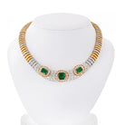 David Webb Platinum & 18K Yellow Gold Green Emerald And Diamond Collar Necklace - The Back Vault