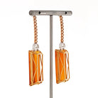 Platinum & 18K Yellow Gold Amber And Diamond Drop Dangle Earrings - The Back Vault